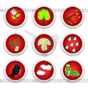 Button set red of ecology - vector image