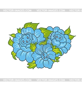 Blue flowers on white - vector image