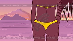 Buttocks of young girl - color vector clipart