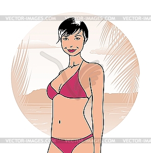 Абстрактной девушки летом - векторное изображение