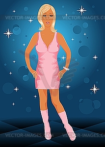  blond beautiful girl disco dancer - vector image