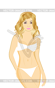 A beautiful sexy girl in white lingerie - vector clipart