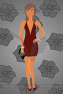 Fashion glamor girl - color vector clipart