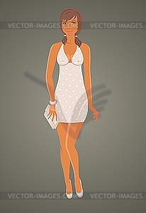 Fashion glamor girl in dress - vector clipart