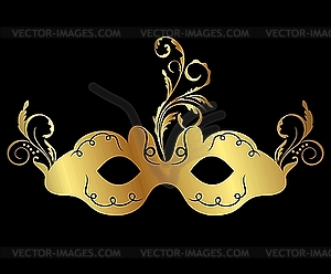 Gold floral carnival mask - vector clip art