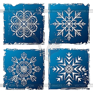 Grunge snowflakes - color vector clipart