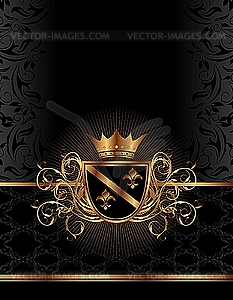 Golden ornate frame with crown - vector clipart