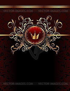 Golden ornate frame with crown - vector clip art