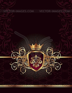 Golden ornate frame with crown - vector clipart