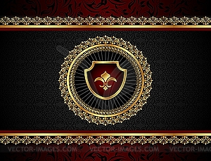 Golden vintage frame with shield - vector clipart / vector image