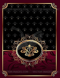 Golden ornate frame with emblem - vector image