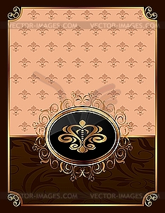 Golden ornate frame with emblem - vector clipart