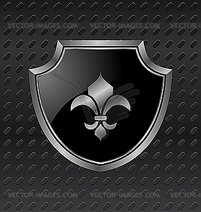 Heraldic shield on metallic background - vector clipart