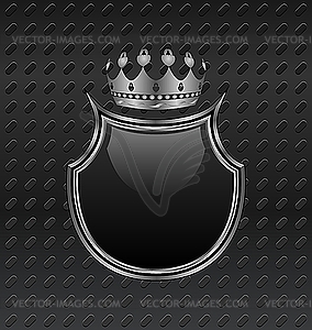 Heraldic shield and crown on metallic background - vector clip art