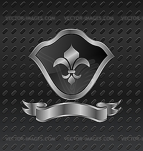 Heraldic shield on metallic background - vector image