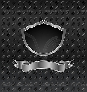 Heraldic shield on metallic background - vector clipart