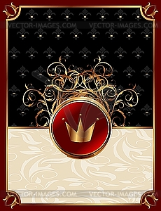 Gold invitation frame with crown - vector clipart