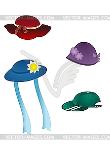 Set of children headwear is on white - vector clip art