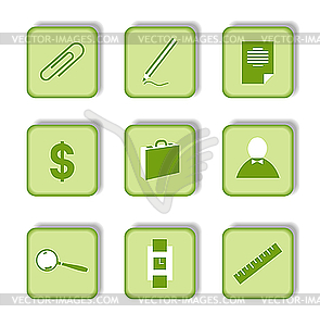 Green sticker with icon 9 - vector image