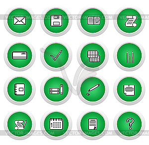 Green sticker with icon 16 - vector clipart