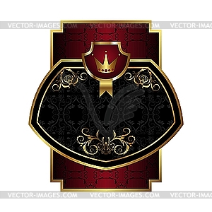 Royal label with crown for packing alcohol - vector image