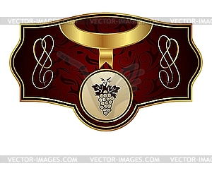 Vintage gold label with grapevine - vector clip art