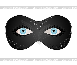 Blue eyes hidden under theatrical mask - color vector clipart