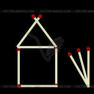 House made of matches - vector clip art