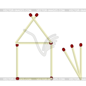 Иллюстрация Дом из матчей, изолированные на белом - векторный рисунок