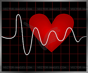 Heart and heartbeat symbol - vector image