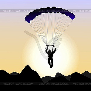 Parachutist of sunrise - vector clipart