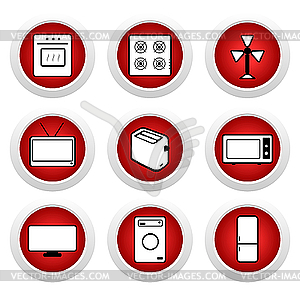 Red buttons with icon 9 - vector image