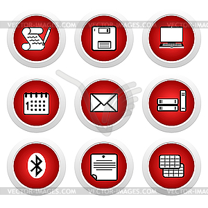 Red buttons with icon 9 - stock vector clipart