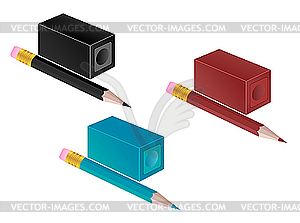 High detail of pencil and pencil sharpener - vector image