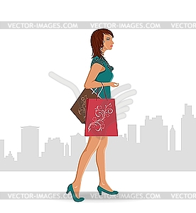 Girl with purchases - vector image