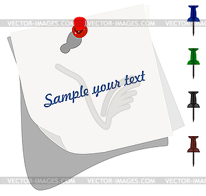 Пустые бумаги записку с красочными контакты - изображение в векторе