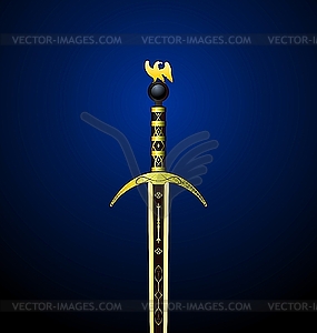 Gold sword with an eagle on hilt - stock vector clipart