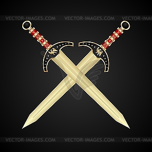Два средневековых меча - векторизованное изображение клипарта