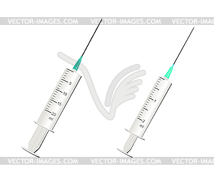 Two empty syringes over white - vector clipart