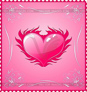 Romantic stamp for Valentine's day - vector image