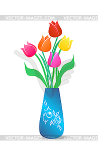  of beautiful vase with tulips is on white - vector clipart