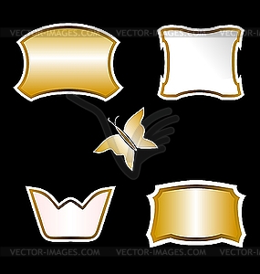 Иллюстрация набор бабочки золота и богато украшенный элемент дизайна бла - иллюстрация в векторе