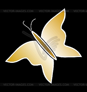 Gold butterfly of black background - vector image