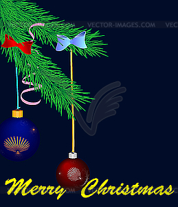 Christmas branch with balls - vector clipart / vector image