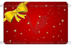 Red background with stars and an yellow bow - vector clipart