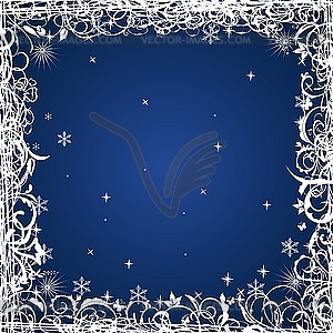 Blue floral Christmas frame - vector clipart