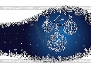 Blue christmas background with balls - vector clip art