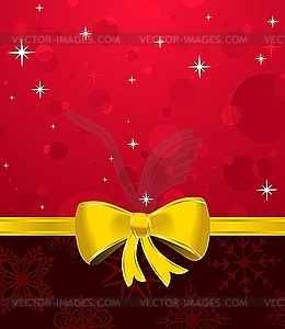 Christmas background with yellow bow - vector clipart