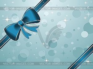 Christmas background with blue bow - vector image