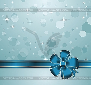 Christmas card with blue bow - vector clipart